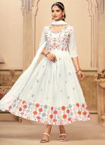 Faux Georgette White Party Wear Embroidery Work Readymade Anarkali Suit